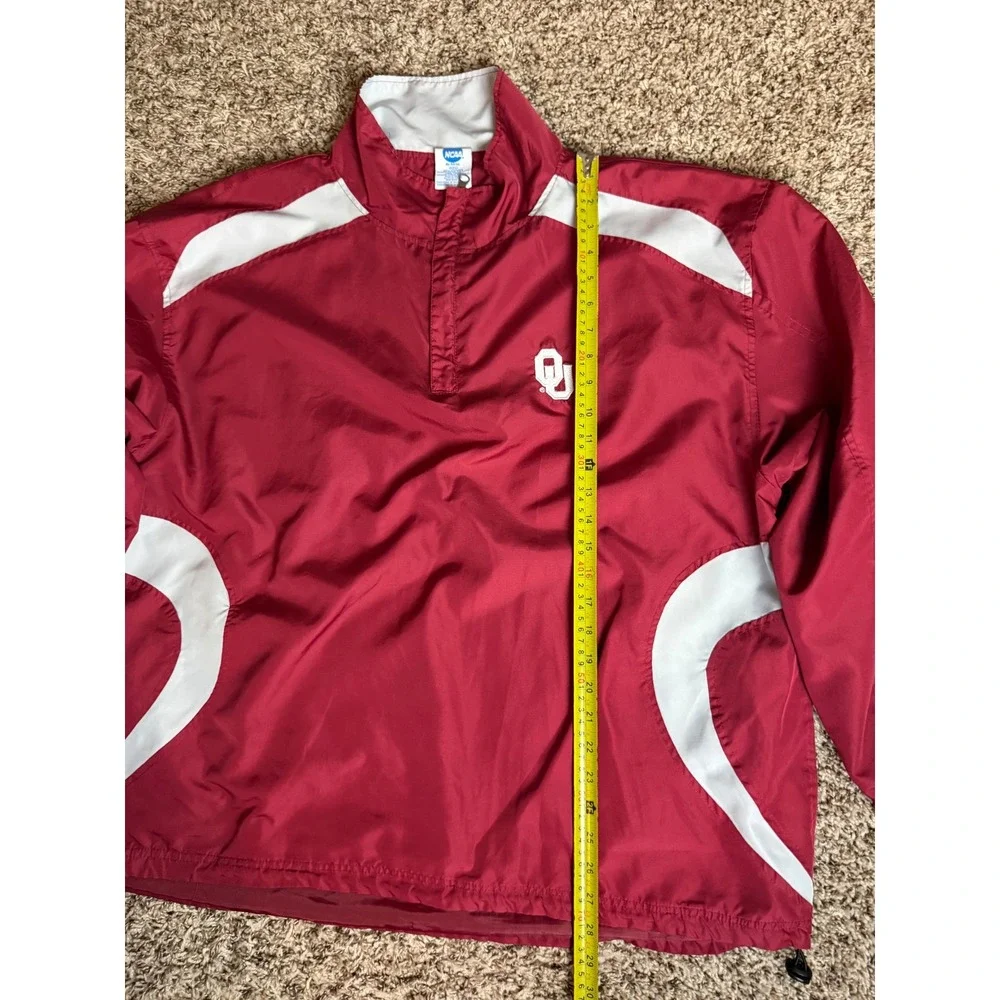 NCAA Oklahoma Sooners Crimson Red Quarter Zip Windbreaker Jacket Mens XL